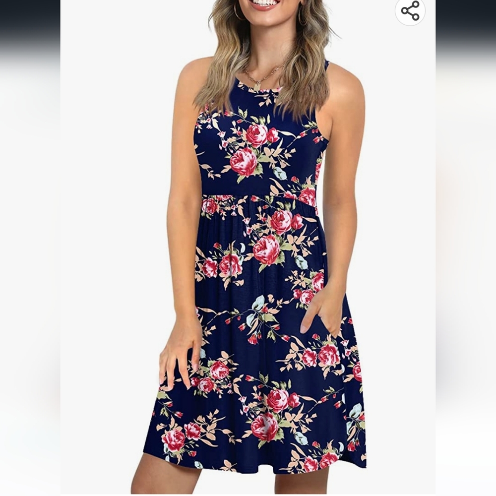 Navy floral dress with pockets